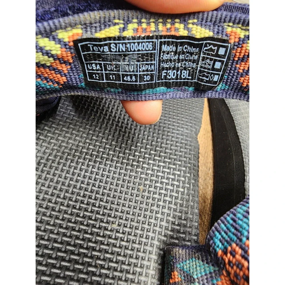 Teva Sandals Mens Size 12 Blue Orange Yellow Aztec Design 1004006